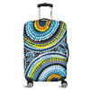 Australia Dot Painting Inspired Aboriginal Luggage Cover - Blue Aboriginal Style Dot Art Luggage Cover