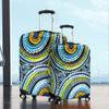 Australia Dot Painting Inspired Aboriginal Luggage Cover - Blue Aboriginal Style Dot Art Luggage Cover