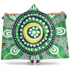 Australia Dot Painting Inspired Aboriginal Hooded Blanket - Green Aboriginal Inspired Dot Art Hooded Blanket