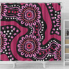 Australia Dot Painting Inspired Aboriginal Shower Curtain - Pink Flowers Aboriginal Dot Art Shower Curtain