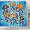Australia Dot Painting Inspired Aboriginal Shower Curtain - Jellyfish Art In Aboriginal Dot Style Shower Curtain