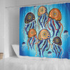 Australia Dot Painting Inspired Aboriginal Shower Curtain - Jellyfish Art In Aboriginal Dot Style Shower Curtain