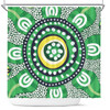 Australia Dot Painting Inspired Aboriginal Shower Curtain - Green Aboriginal Inspired Dot Art Shower Curtain