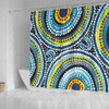Australia Dot Painting Inspired Aboriginal Shower Curtain - Blue Aboriginal Style Dot Art Shower Curtain