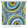 Australia Dot Painting Inspired Aboriginal Shower Curtain - Blue Aboriginal Style Dot Art Shower Curtain