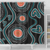 Australia Dot Painting Inspired Aboriginal Shower Curtain - Aboriginal Green Dot Patterns Art Painting Shower Curtain