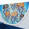 Australia Dot Painting Inspired Aboriginal Beach Blanket - Jellyfish Art In Aboriginal Dot Style Beach Blanket