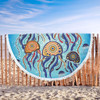 Australia Dot Painting Inspired Aboriginal Beach Blanket - Jellyfish Art In Aboriginal Dot Style Beach Blanket