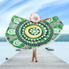 Australia Dot Painting Inspired Aboriginal Beach Blanket - Green Aboriginal Inspired Dot Art Beach Blanket