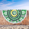 Australia Dot Painting Inspired Aboriginal Beach Blanket - Green Aboriginal Inspired Dot Art Beach Blanket