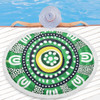 Australia Dot Painting Inspired Aboriginal Beach Blanket - Green Aboriginal Inspired Dot Art Beach Blanket