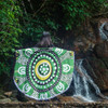 Australia Dot Painting Inspired Aboriginal Beach Blanket - Green Aboriginal Inspired Dot Art Beach Blanket