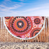 Australia Dot Painting Inspired Aboriginal Beach Blanket - Circle In The Aboriginal Dot Art Style Beach Blanket