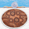 Australia Dot Painting Inspired Aboriginal Beach Blanket - Brown Aboriginal Australian Art With Boomerang Beach Blanket