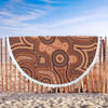 Australia Dot Painting Inspired Aboriginal Beach Blanket - Brown Aboriginal Australian Art With Boomerang Beach Blanket