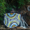 Australia Dot Painting Inspired Aboriginal Beach Blanket - Blue Aboriginal Style Dot Art Beach Blanket