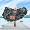 Australia Dot Painting Inspired Aboriginal Beach Blanket - Aboriginal Green Dot Patterns Art Painting Beach Blanket