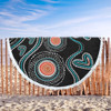 Australia Dot Painting Inspired Aboriginal Beach Blanket - Aboriginal Green Dot Patterns Art Painting Beach Blanket