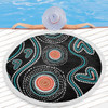 Australia Dot Painting Inspired Aboriginal Beach Blanket - Aboriginal Green Dot Patterns Art Painting Beach Blanket