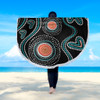 Australia Dot Painting Inspired Aboriginal Beach Blanket - Aboriginal Green Dot Patterns Art Painting Beach Blanket