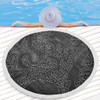 Australia Dot Painting Inspired Aboriginal Beach Blanket - Aboriginal Dot Grey Art With Animals Beach Blanket