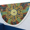 Australia Dot Painting Inspired Aboriginal Beach Blanket - Aboriginal Dot Art Color Inspired Beach Blanket