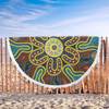 Australia Dot Painting Inspired Aboriginal Beach Blanket - Aboriginal Dot Art Color Inspired Beach Blanket