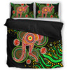 Australia Animals Aboriginal Bedding Set - Aboriginal Plant With Kangaroo Colorful Art Bedding Set