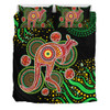 Australia Animals Aboriginal Bedding Set - Aboriginal Plant With Kangaroo Colorful Art Bedding Set