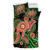 Australia Animals Aboriginal Bedding Set - Aboriginal Plant With Kangaroo Colorful Art Bedding Set