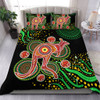 Australia Animals Aboriginal Bedding Set - Aboriginal Plant With Kangaroo Colorful Art Bedding Set