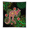 Australia Animals Aboriginal Quilt - Aboriginal Plant With Kangaroo Colorful Art Quilt