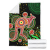 Australia Animals Aboriginal Blanket - Aboriginal Plant With Kangaroo Colorful Art Blanket