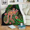 Australia Animals Aboriginal Blanket - Aboriginal Plant With Kangaroo Colorful Art Blanket