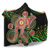 Australia Animals Aboriginal Hooded Blanket - Aboriginal Plant With Kangaroo Colorful Art Hooded Blanket
