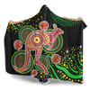 Australia Animals Aboriginal Hooded Blanket - Aboriginal Plant With Kangaroo Colorful Art Hooded Blanket