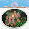 Australia Animals Aboriginal Beach Blanket - Aboriginal Plant With Kangaroo Colorful Art Beach Blanket