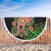Australia Animals Aboriginal Beach Blanket - Aboriginal Plant With Kangaroo Colorful Art Beach Blanket