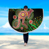 Australia Animals Aboriginal Beach Blanket - Aboriginal Plant With Kangaroo Colorful Art Beach Blanket