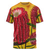 Australia Aboriginal T-shirt - Aboriginal Dot Art Of Australian Native Banksia Flower T-shirt