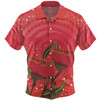Australia Aboriginal Hawaiian Shirt - Red Aboriginal Art With Eucalyptus Flowers Hawaiian Shirt