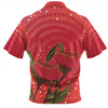 Australia Aboriginal Zip Polo Shirt - Red Aboriginal Art With Eucalyptus Flowers Zip Polo Shirt