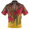 Australia Aboriginal Zip Polo Shirt - Red Eucalyptus Aboriginal Dot Art Zip Polo Shirt