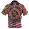 Australia Aboriginal Zip Polo Shirt - Aboriginal Showcasing Dot Art Design Zip Polo Shirt