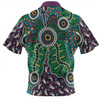 Australia Aboriginal Zip Polo Shirt - A Dot Painting In The Style Of Indigenous Australian Art Zip Polo Shirt