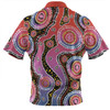 Australia Aboriginal Zip Polo Shirt - Aboriginal Background Featuring Dot Design Zip Polo Shirt