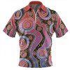 Australia Aboriginal Zip Polo Shirt - Aboriginal Background Featuring Dot Design Zip Polo Shirt