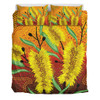 Australia Aboriginal Bedding Set - Aboriginal Art Of Yellow Bottle Brush Plant Bedding Set