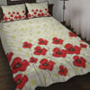 Australia Aboriginal Quilt Bed Set - Poppy Flowers Background In Aboriginal Dot Art Style Quilt Bed Set