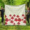 Australia Aboriginal Quilt - Poppy Flowers Background In Aboriginal Dot Art Style Quilt